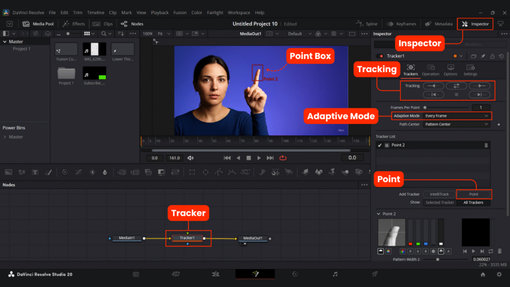 Add a Tracking Node For Object Tracking In Davinci Resolve