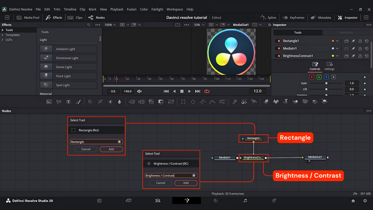 Crate a Shine Effect fusion workflow in DaVinci Resolve