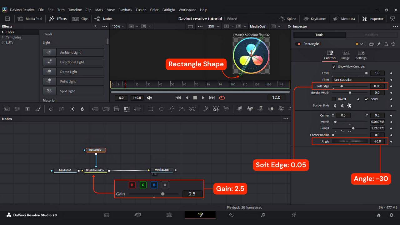 Create A Shine Effect All Settings In Davinci Resolve