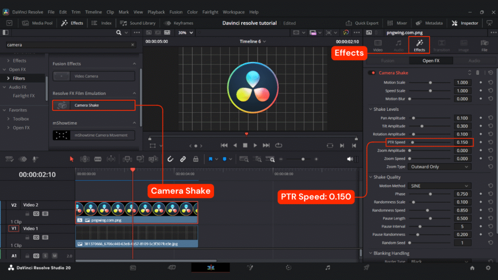 Float An Object Using  Camera Shack Effect In Davinci Resolve