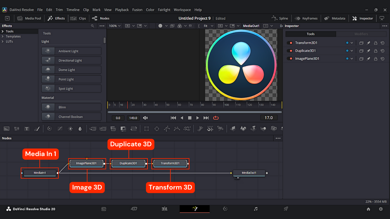 How to Create 2D Logo Into 3D Fusion Workflow In Davinci Resolve