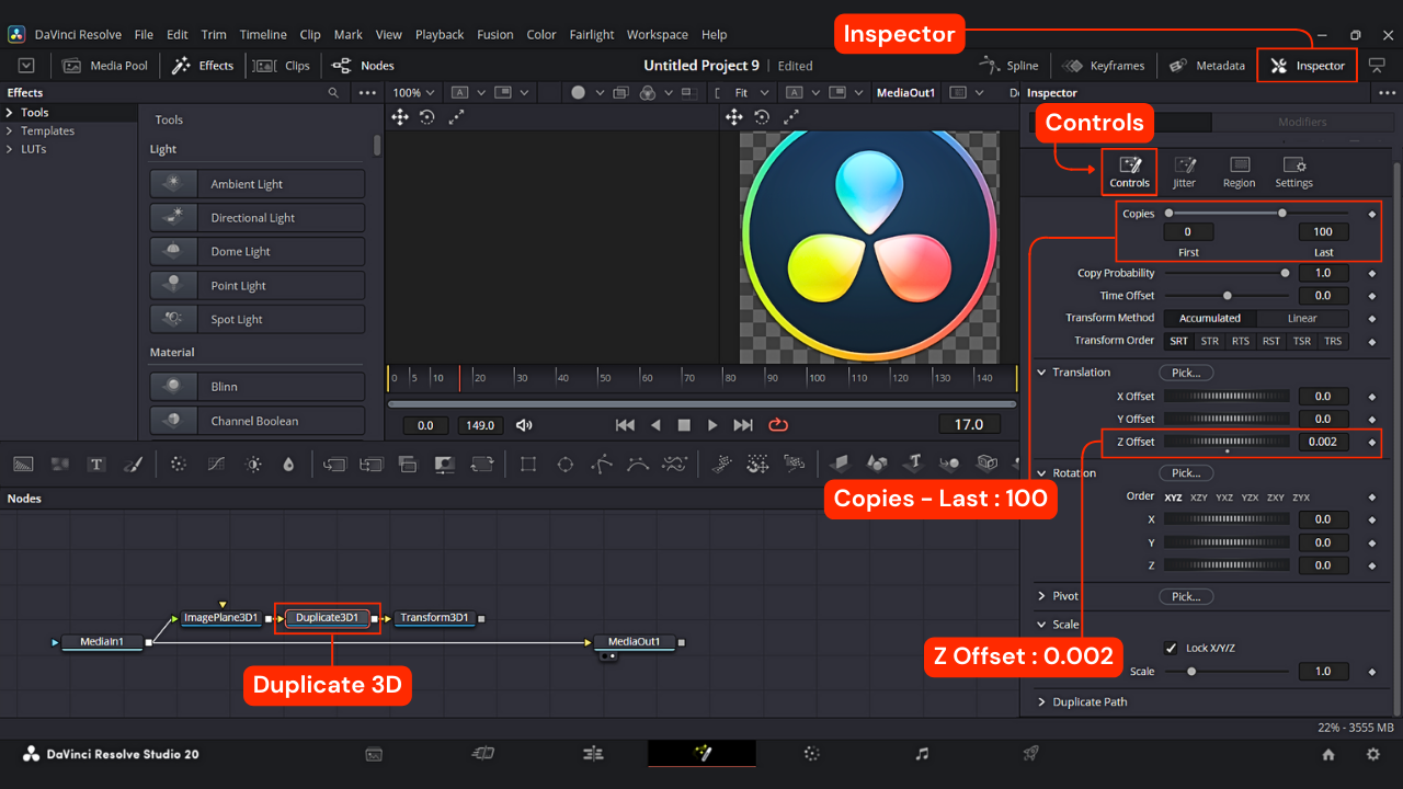 How to Use Duplicate 3D Node in Davinci Resolve