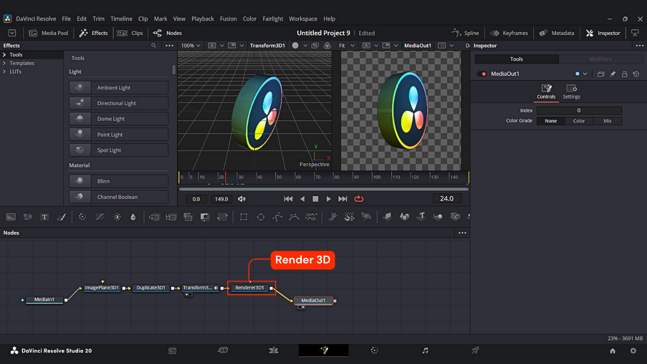 How to Use Render 3D node in Davinci Resolve