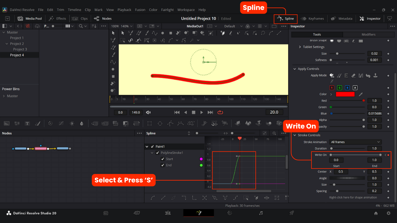 Animate a line Using Write On Option In Davinci Resolve