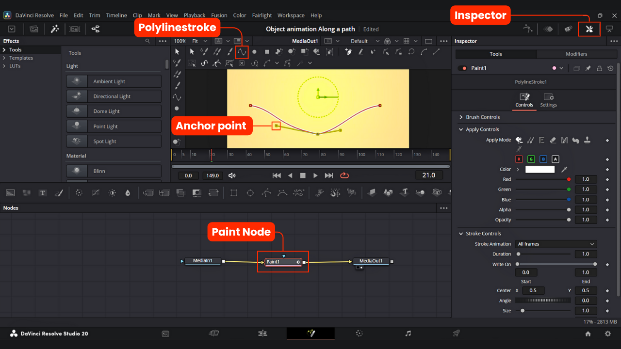 Creating a Path for path animation In DaVinci Resolve