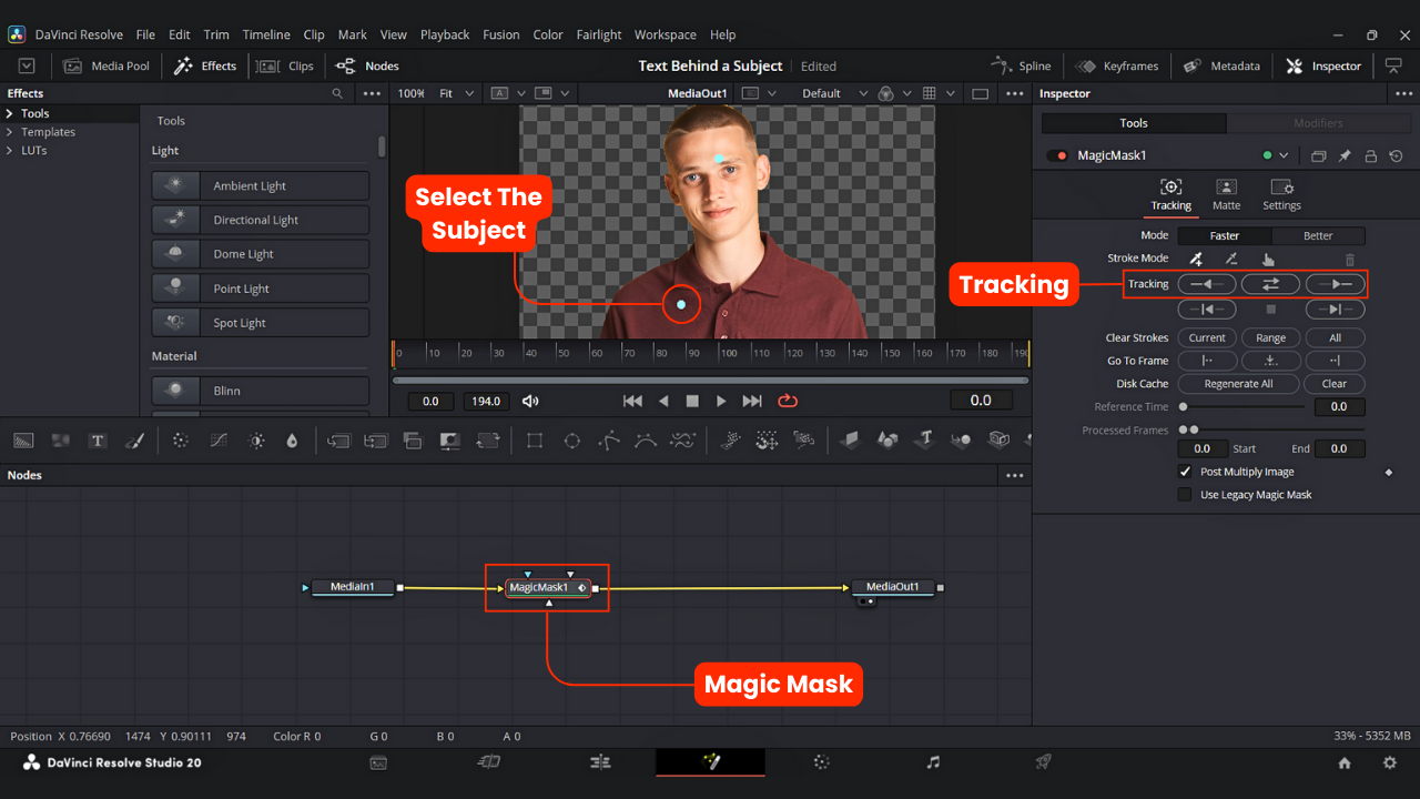 Cerate TEXT Behind OBJECTS Using Magic Mask In Davinci Resolve