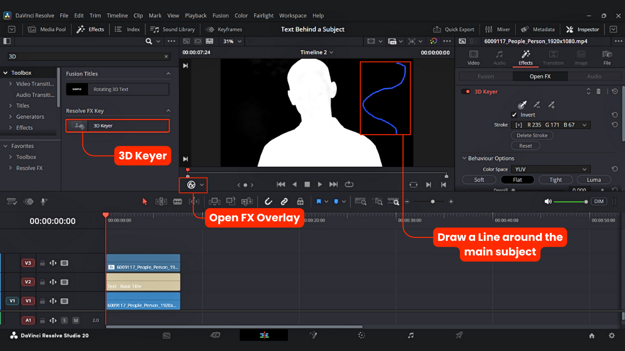 Create TEXT Behind OBJECTS Using 3D Keyer In Davinci Resolve
